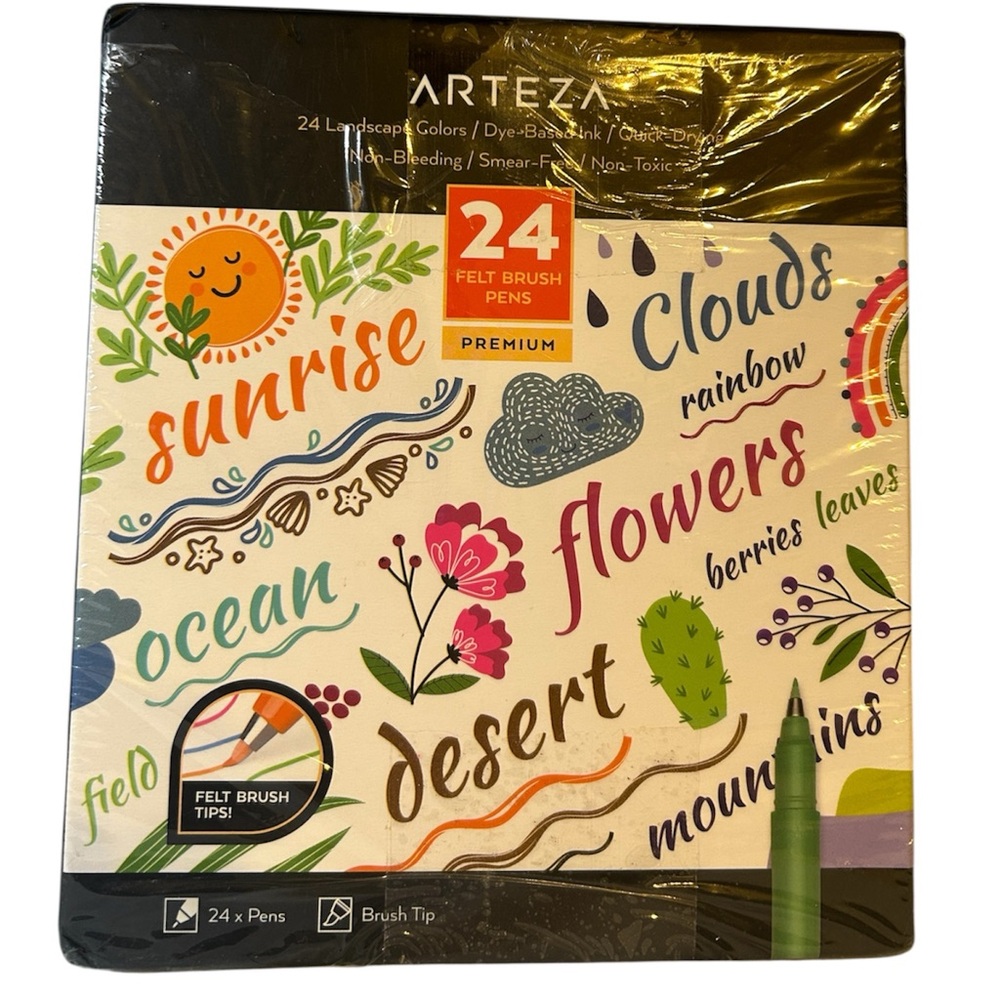 Arteza Landscape Colors 24 Pack Felt Tip Markers Pens New In Box